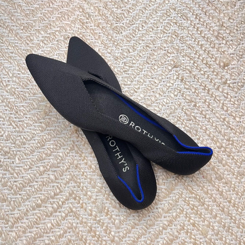 Rothy's | The Point "Black Solid" Flat | Size 9.5 - image 2